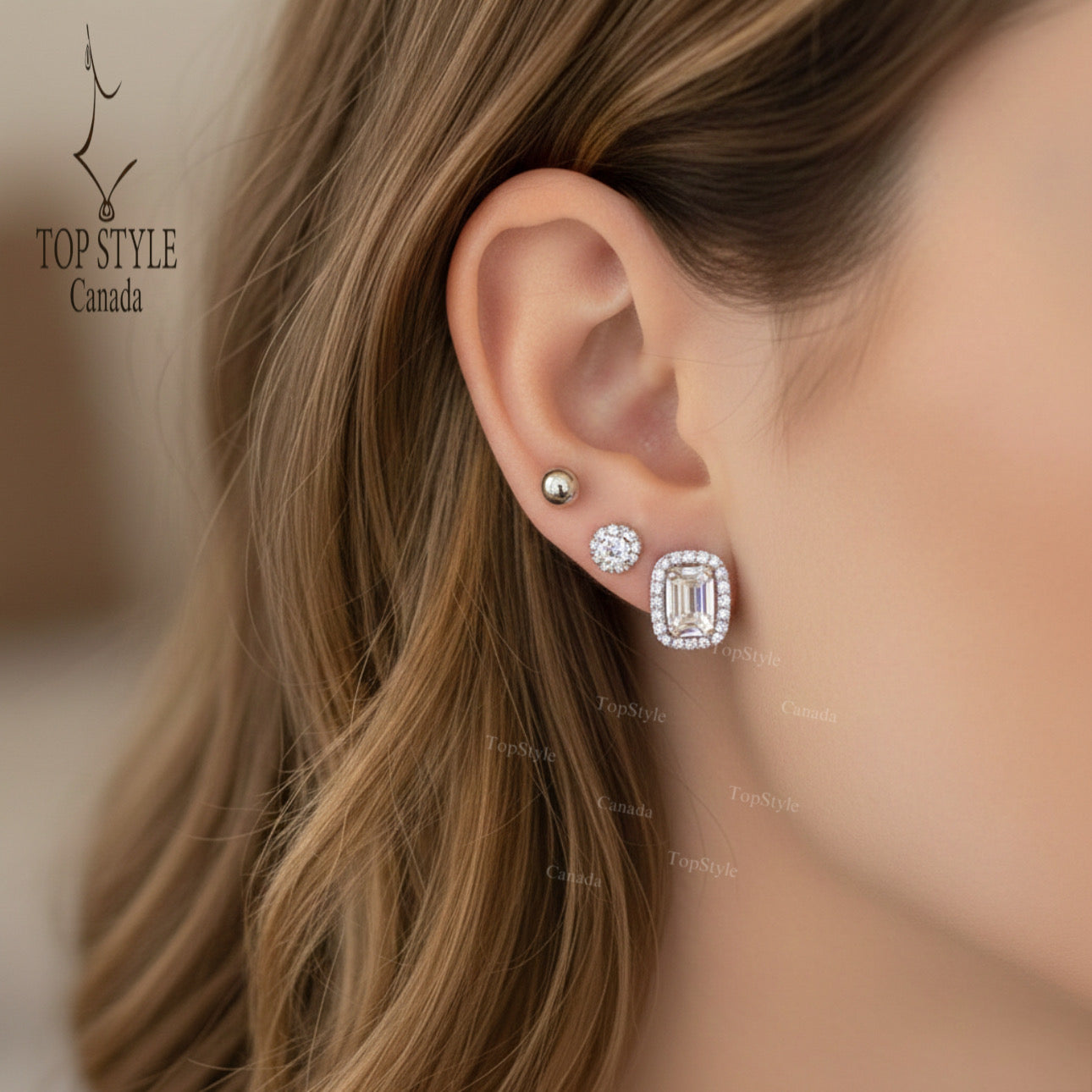 Boucles d'oreilles clous plaquées or pour piercings multiples