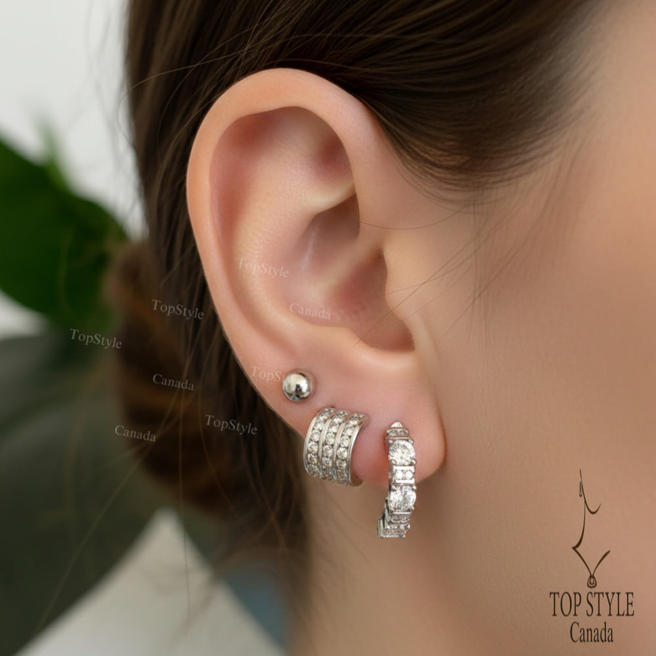 Boucles d'oreilles clous en plaqué or 18 carats pour piercings multiples