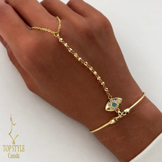 18K Gold Plated Evil Eye Hand Chain