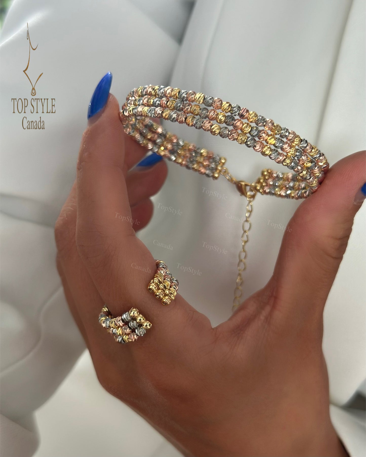 Tri-Color Dorica Set (Bracelet & Ring)