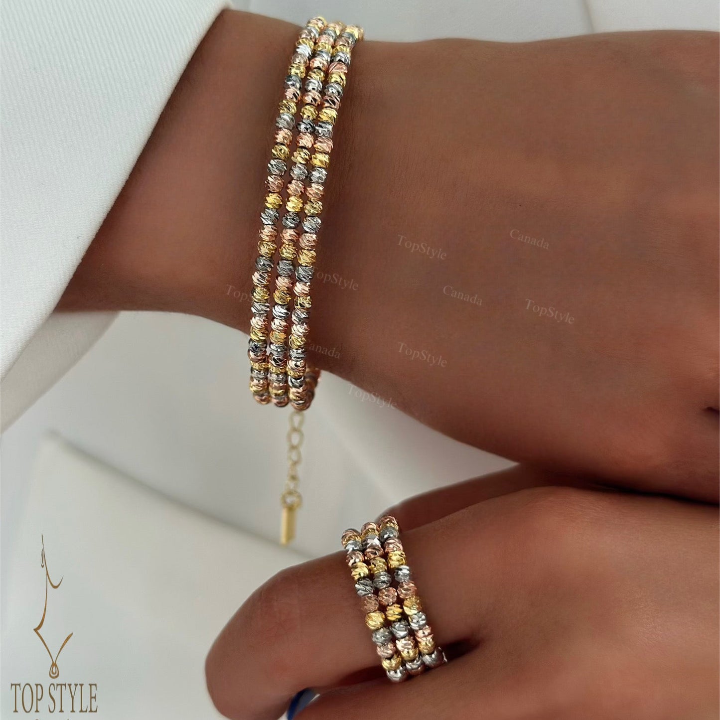 Tri-Color Dorica Set (Bracelet & Ring)