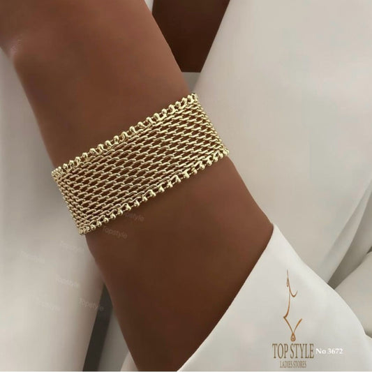 Gold-Plated Mesh Statement Bracelet