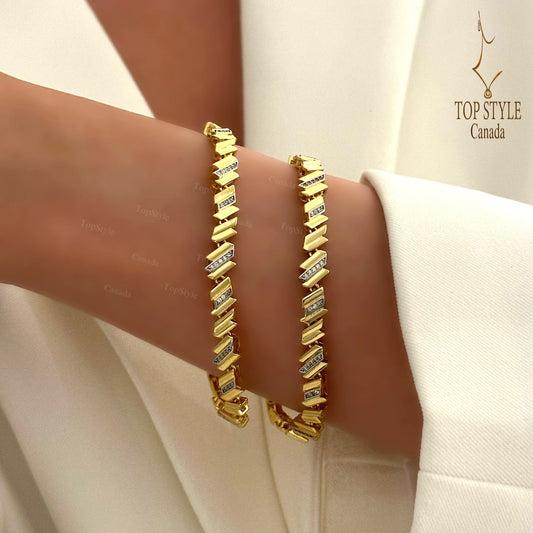 Gold-Plated Chevron Thin Bracelet
