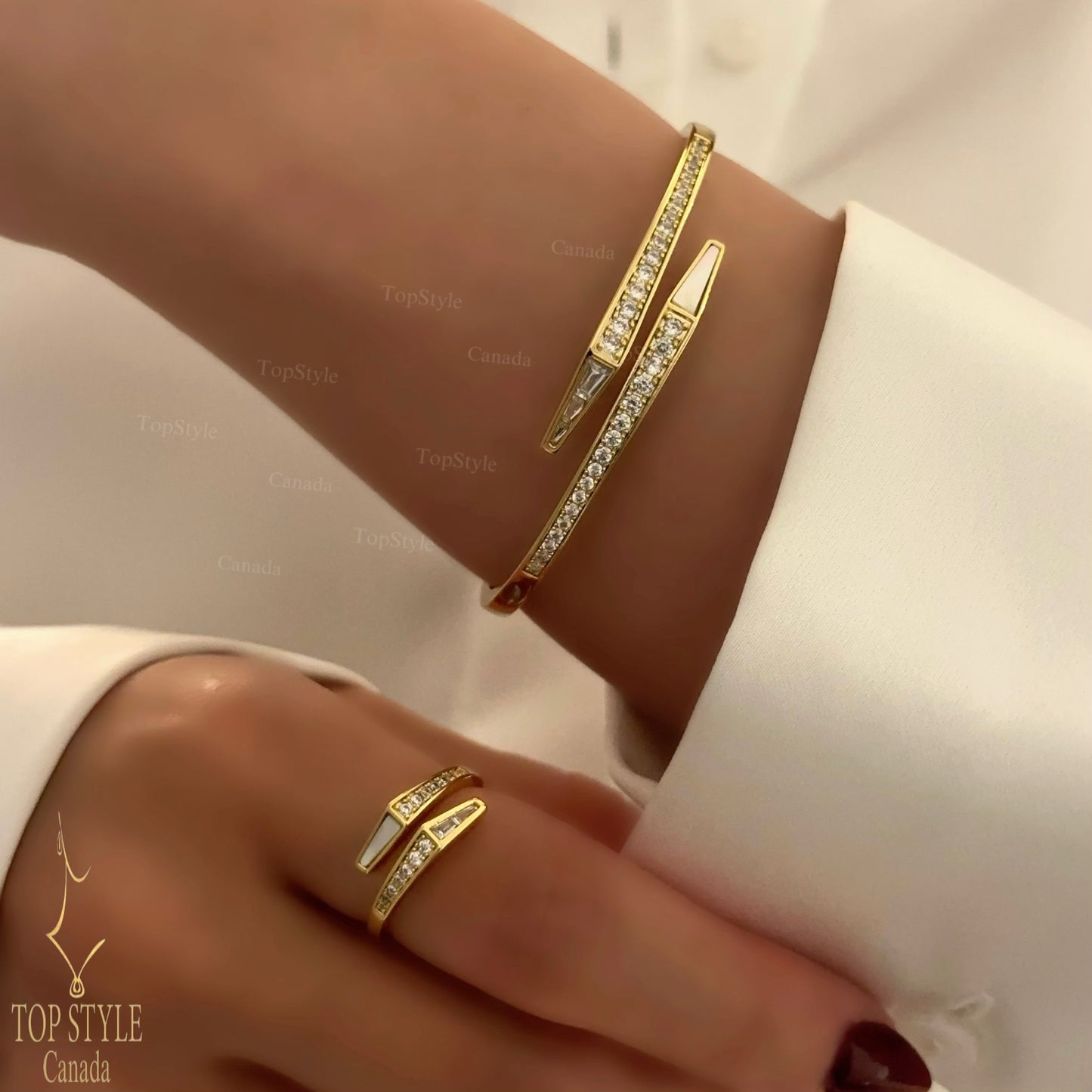 Golden Plated Serpent Sparkle Half Set ( Bracelet & Ring)