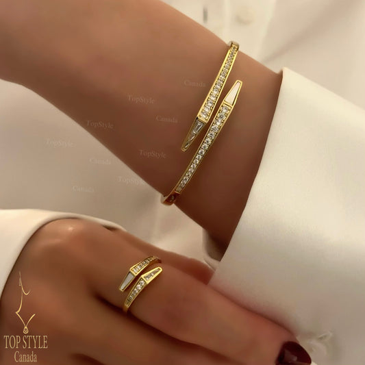 Golden Plated Serpent Sparkle Half Set ( Bracelet & Ring)