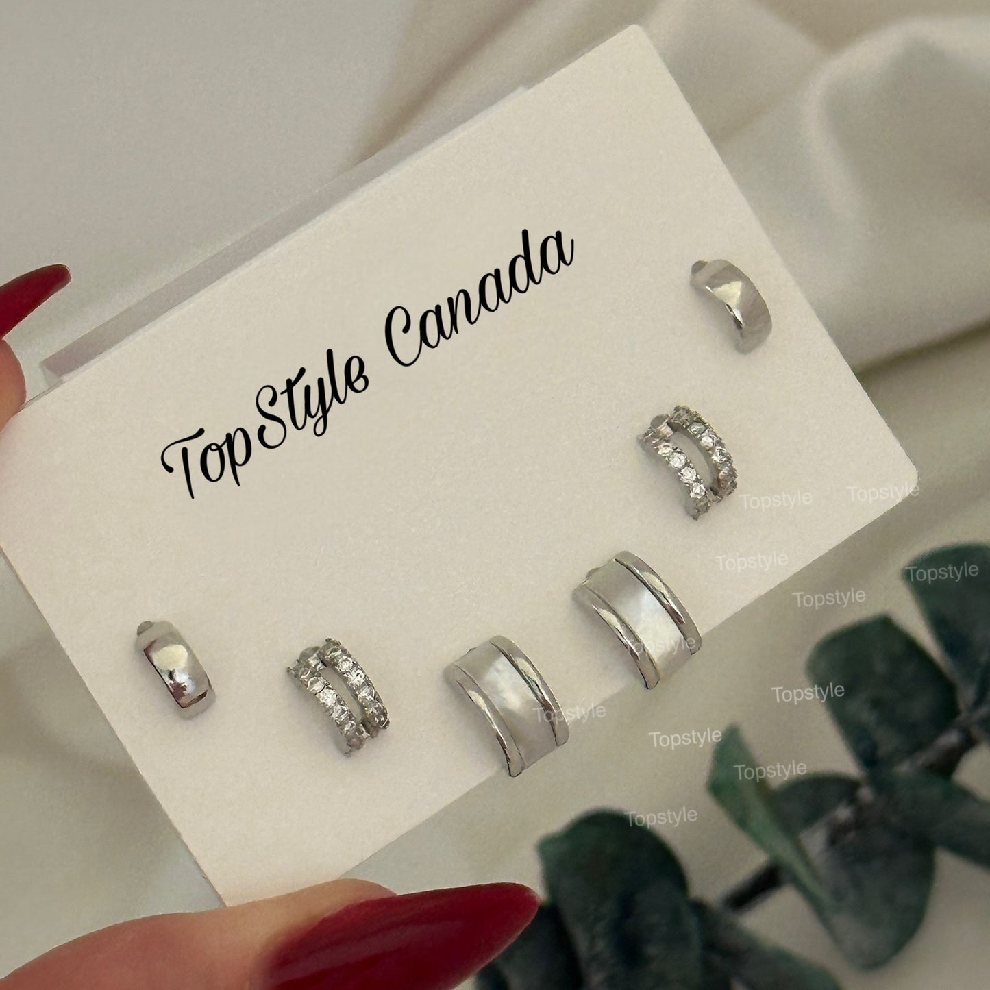 18K Gold Plated Stud Earrings Set For Multiple Piercing