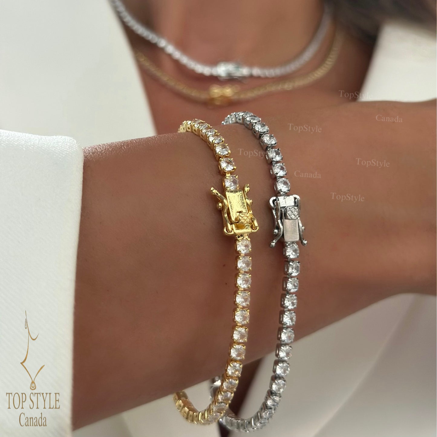 18K Gold Plated Tennis Set (Necklace+Bracelet)