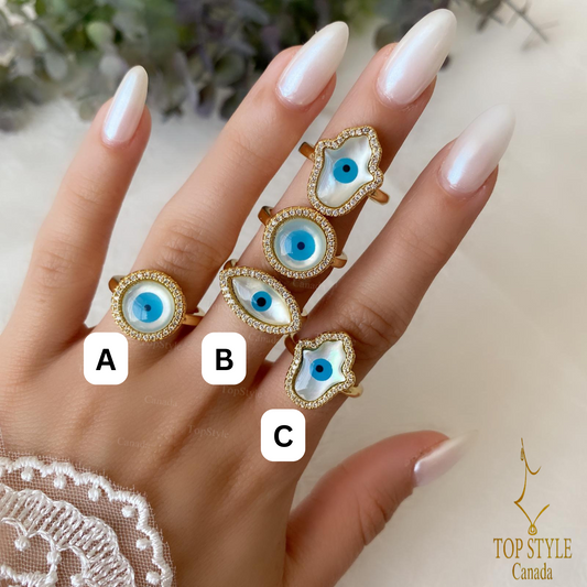 Gold-Plated Adjustable Evil Eye Ring