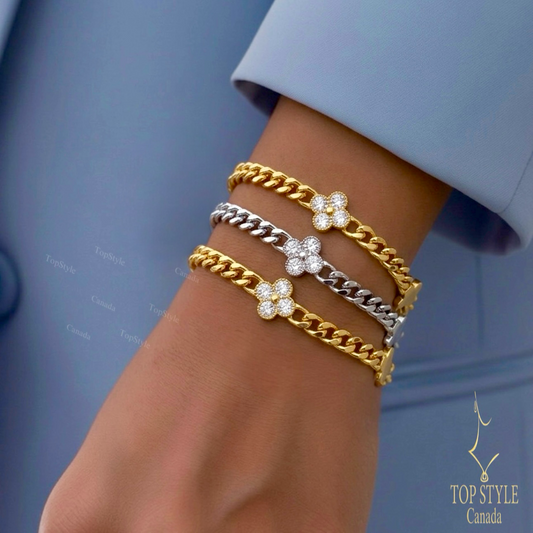Gold-Plated Clover Chain Bracelet