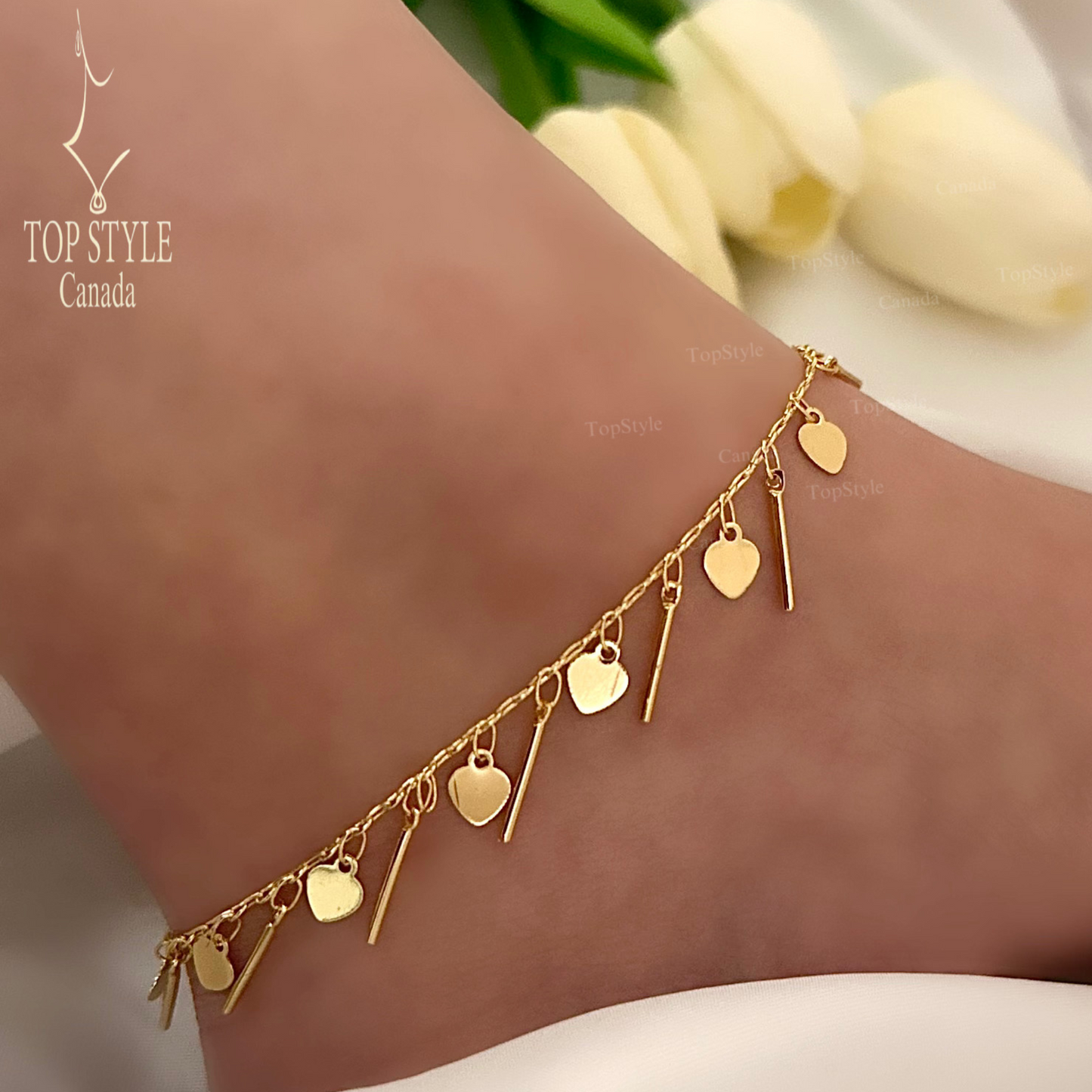 Heart charm Gold-Plated Anklet
