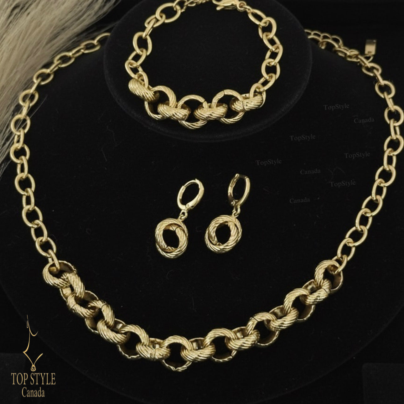 Twisted 18K Gold Plated Statement Set