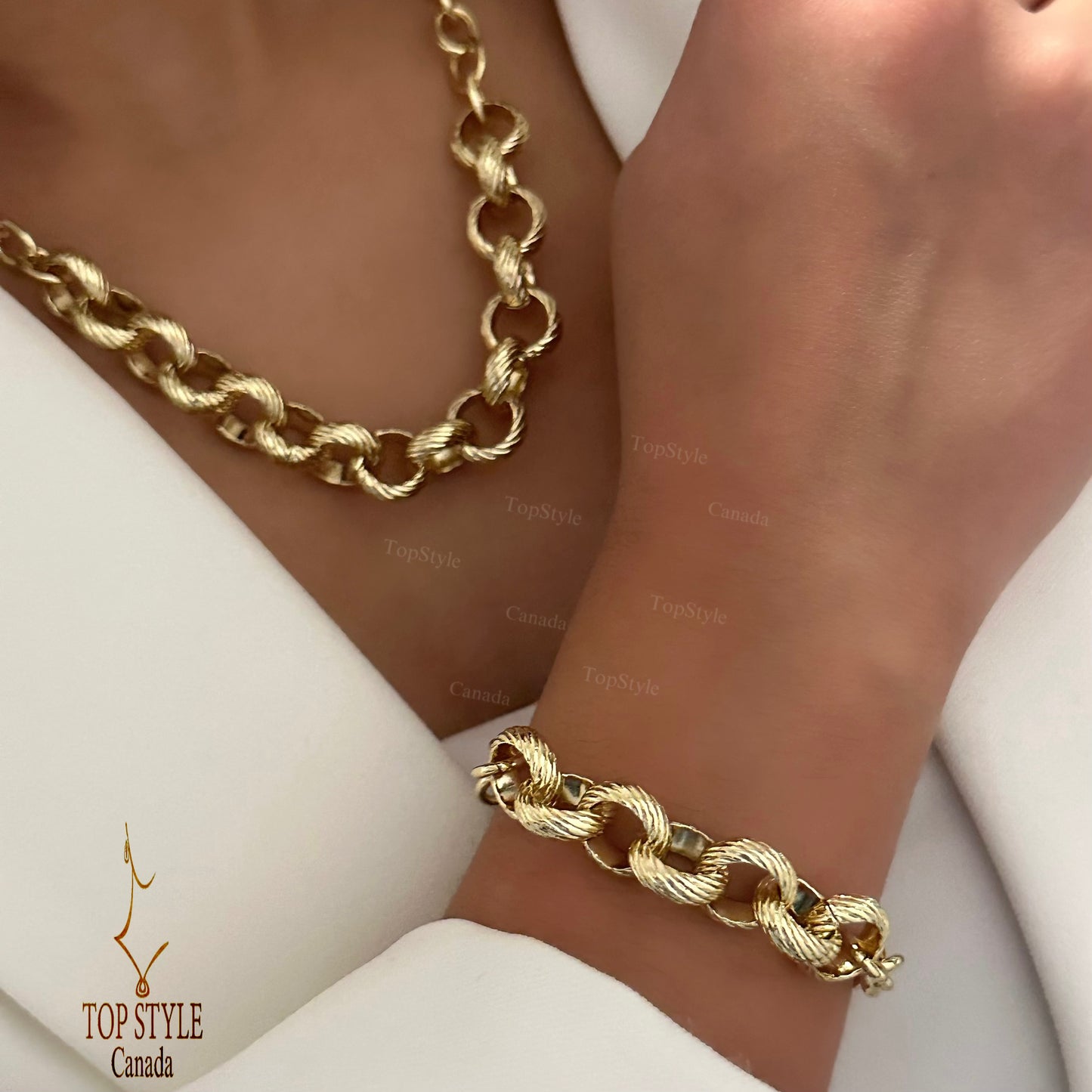 Twisted 18K Gold Plated Statement Set