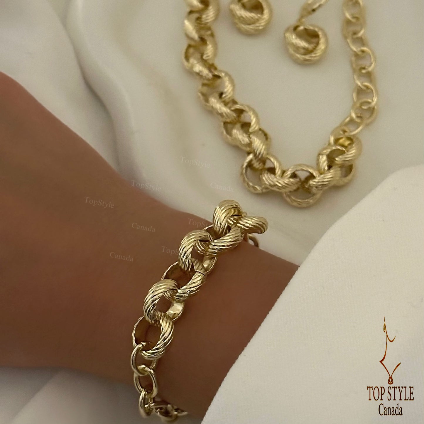 Twisted 18K Gold Plated Statement Set