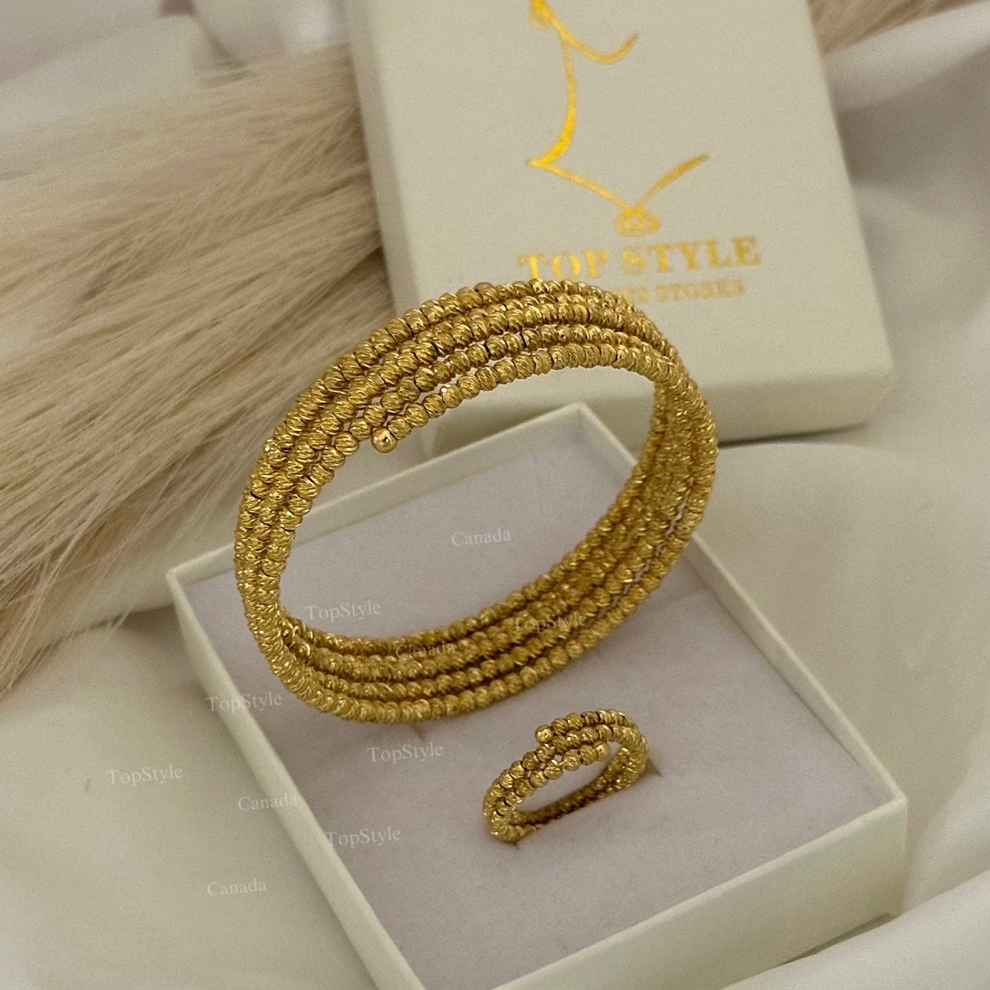 Mix & Match Gold Plated Dorica Small Bead Wrap Bracelet / Ring