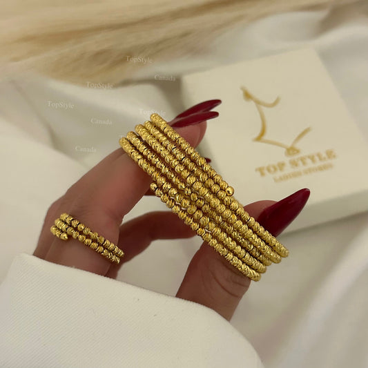 Mix & Match Gold Plated Dorica Small Bead Wrap Bracelet / Ring