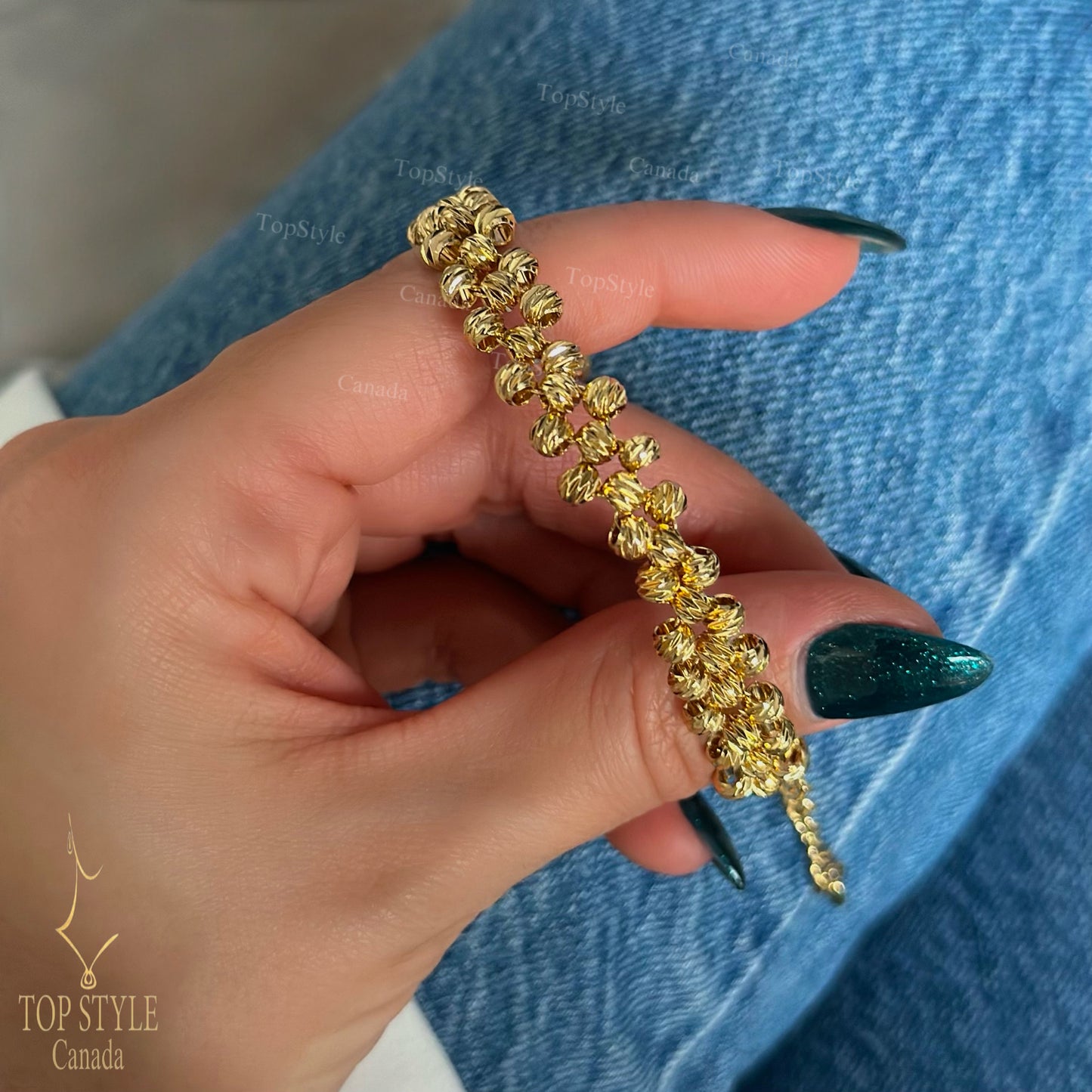 Bracelet de perles Dorica plaqué or 21 carats