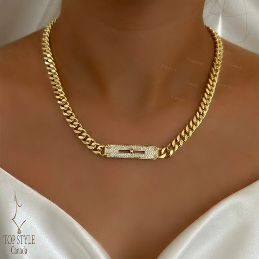 Luxury 21K Gold-Plated Statement Chain Necklace