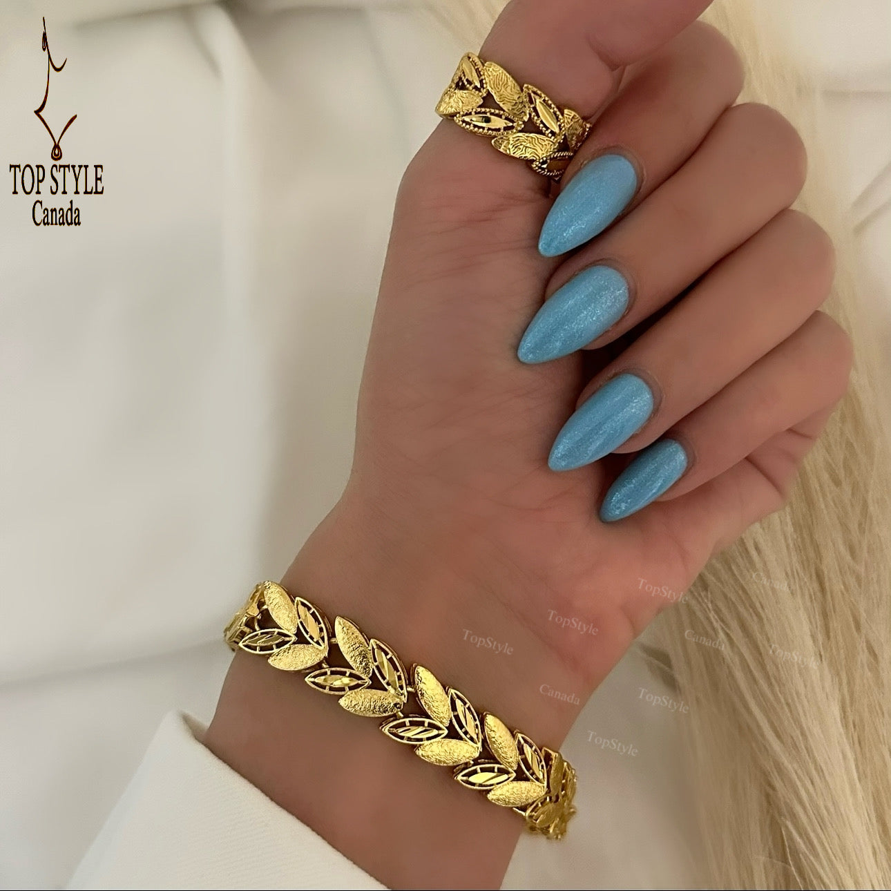 21k Gold Plated Leaf Half Set (Bracelet + Adjustable Ring)