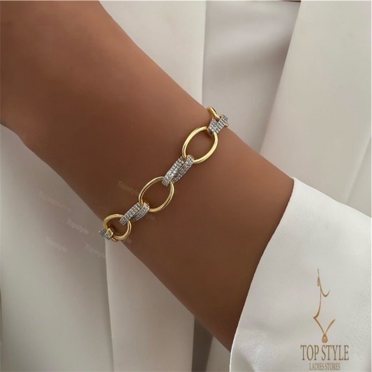Two-Tone Oval Link Bracelet
