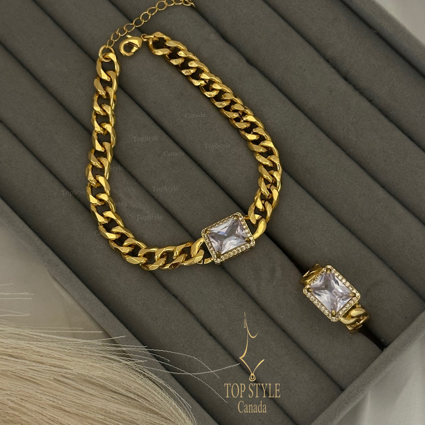 21K Gold Plated Chain Half Set (Bracelet+Ring)