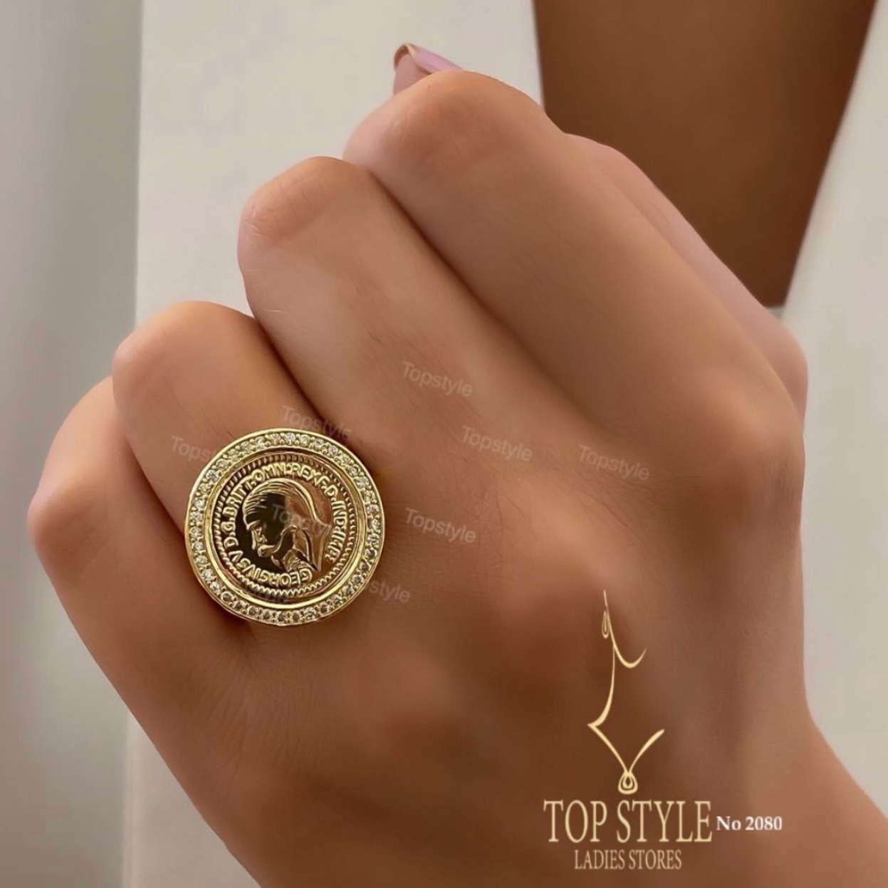 18K Gold Plated Adjustable Coin Ring